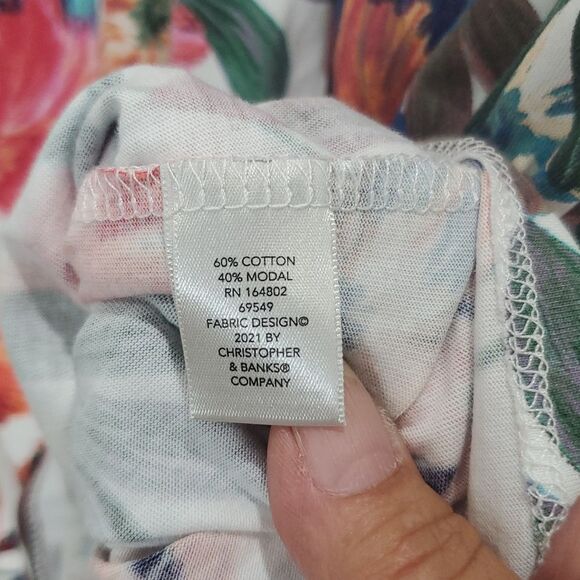 NWT Christopher & Banks XL Side Tie  Tropical Floral Tee - Picture 4 of 6